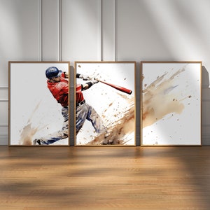 Baseball Poster, Baseball Print Set, Baseball Print, Boys Bedroom Decor, Baseball Gifts, Baseball Room Decor, Baseball Art,Gift For Boys Men