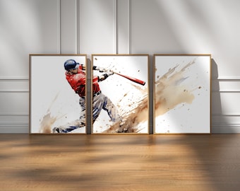 Baseball Poster, Baseball Druck Set, Baseball Druck, Jungen Schlafzimmer Dekor, Baseball Geschenke, Baseball Zimmer Dekor, Baseball Kunst, Geschenk für Jungen Männer