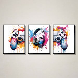 Gaming Prints, Set of 3 A4 Gaming Posters, Gaming Wall Art, Gaming Room Decor, Gamer Gift, Games Room Art, Boys Bedroom Decor, Digital Print