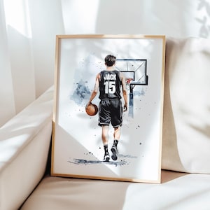 Personalized Boys Basketball Print Boys Room Decor Custom Basketball Poster Basketball Gift For Boys Basketball Player Wall Art For Boys