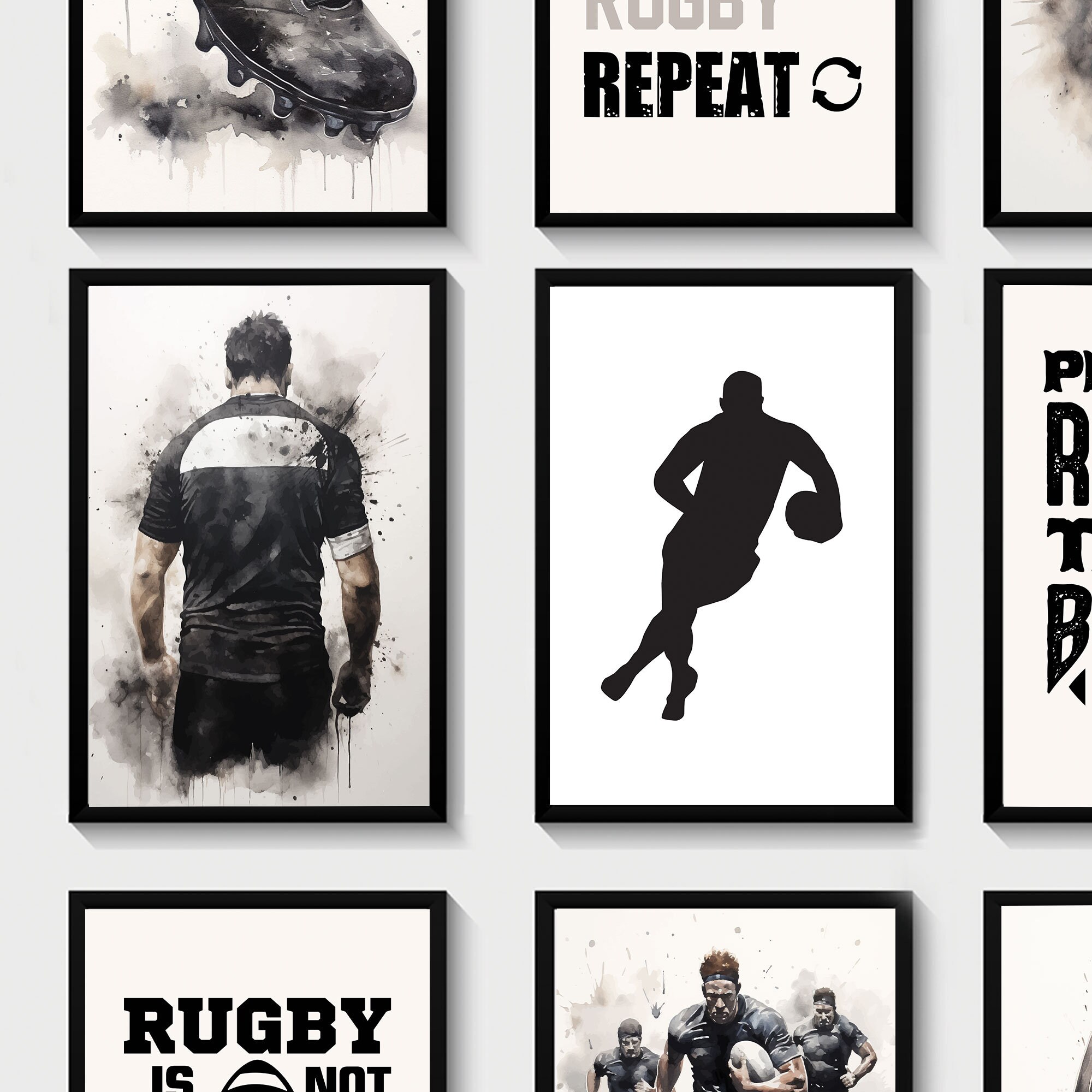 Simple Rugby Posters Rugby Print Set, Set of 12 Rugby Posters, Rugby Gifts, Boys Bedroom ...