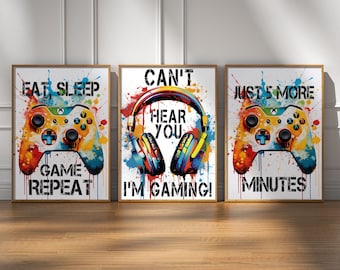 Gaming Poster 3er Set, Gaming Poster, Gaming Prints, Gamer Decor, Graffiti Wandkunst, Teen Room Prints, Sohn Geschenk, Bruder, Gaming Poster