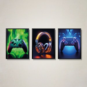 Gaming A3 Prints, Gamer Posters, Gaming Wall Art, Digital Download Set of 3, Gaming Room Decor, Gamer Gift, Boys Bedroom Decor, Video Games