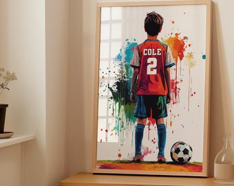 Art mural football pour garçons, impression football personnalisé, affiche de football, déco football chambre garçon, cadeau football garçon, cadeau pour garçon