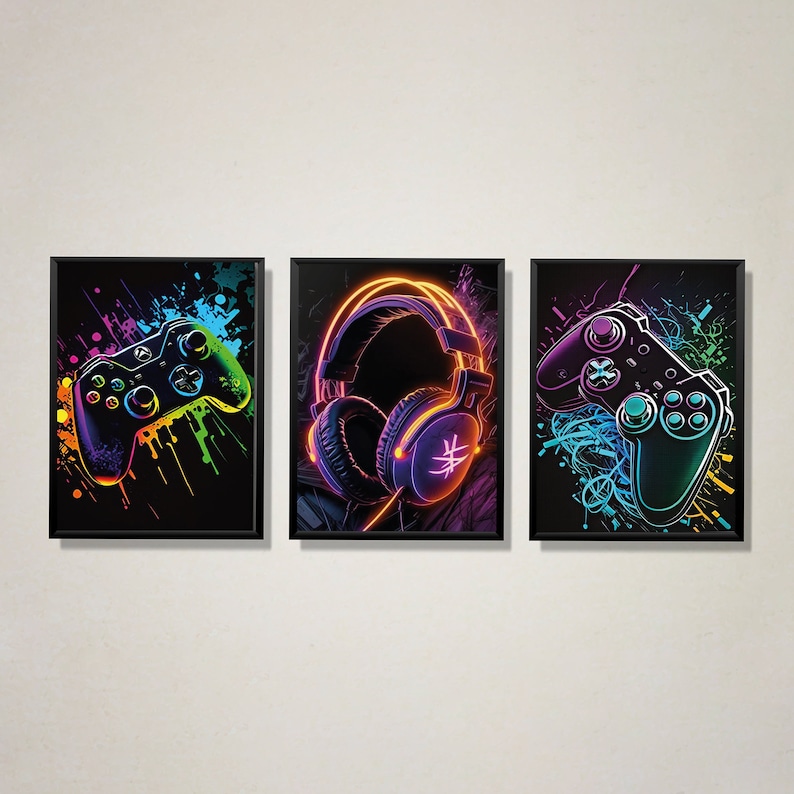 Gaming Wall Poster DIGITAL DOWNLOAD Set of 3 Gamer Wall Etsy Australia