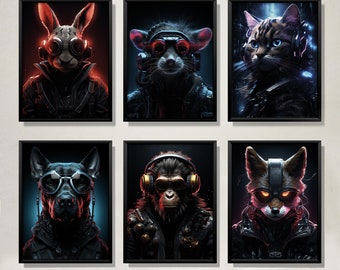 Set of 6 gaming prints, cyberpunk, gaming prints, gamer prints, gamer decor, graffiti wall art, teen room prints, gaming room decor, bedroom