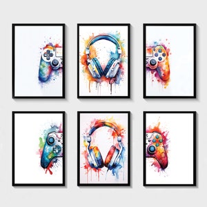 Gaming Prints, Gaming Poster, Gaming Wall Art Set of 6, Gaming Room Decor, Gamer Gift, Games Room Art,Boys Bedroom Decor, Video Game Print