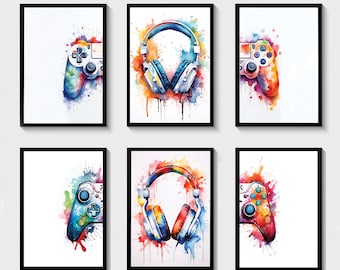 Gaming Prints, Gaming Poster, Gaming Wall Art Set of 6, Gaming Room Decor, Gamer Gift, Games Room Art,Boys Bedroom Decor, Video Game Print