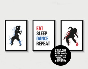 Dance Poster, Dance Print, Eat Sleep Dance Repeat, Dance Printable, Dance Wall Art, Dancer Gift, Dance Gifts, Dance Lover, Dance Wall Art