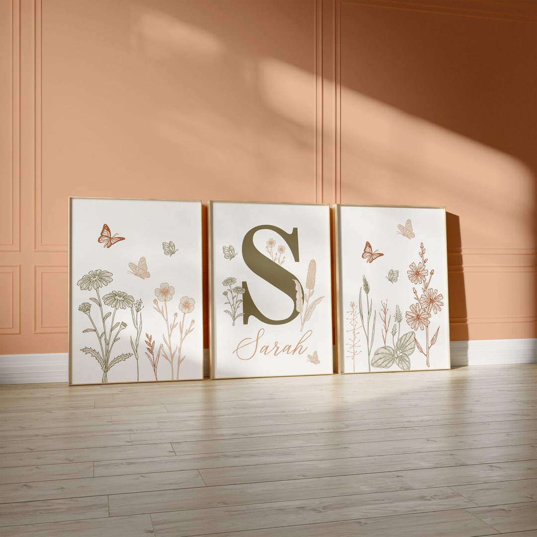 Custom Wildflowers Prints, Floral Nursery Wall Art, Boho, Baby Girl ...