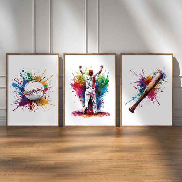 Custom Baseball Poster, Personalised Baseball Jersey, Baseball Print, Boys Bedroom Decor, Baseball Gifts, Baseball Room Decor, Baseball Art