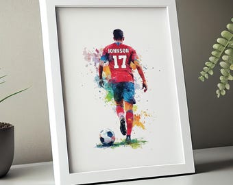Fußball Poster, Fußball Geschenke, Jungen Schlafzimmer Fußball Dekor, Fußball Drucke für Jungen, Fußball-Shirt Namen Druck