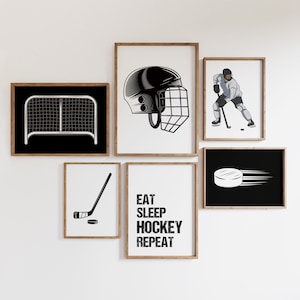 Hockey Prints Set, Hockey Poster, Gift for Hockey Fan, Boys Bedroom Decor, Boys Room Wall Art, Teen Bedroom, Hockey Print, Hockey Wall Art