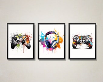 Gaming Prints, Gaming Poster, Gaming Wall Art Set of 3, Gaming Room Decor, Gamer Gift, Games Room Art,Boys Bedroom Decor, Video Game Print