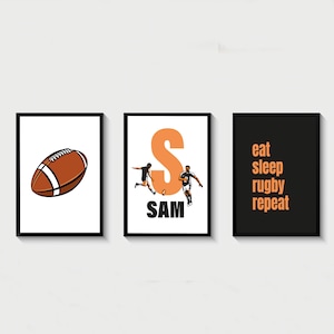 Rugby Prints and Posters, Personalised Rugby Artwork, Great Gifts for Rugby Fans, Rugby Wall Art, Custom Rugby Prints, Boys Bedroom Print