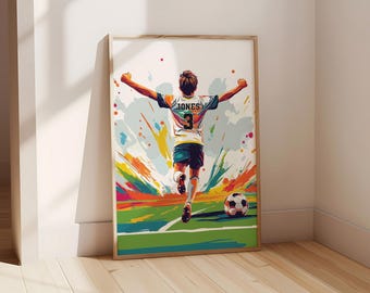 Art mural football personnalisé Décoration de chambre football chambre garçons impression football cadeau football garçons art mural pour garçons impression football aquarelle
