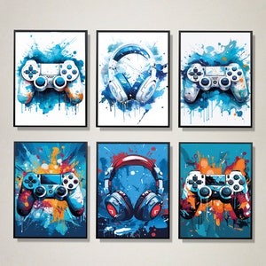 Set of 6 Gaming Prints Gamer Posters Gaming Room Decor, Gamer Wall Art, Gaming Gifts, Boys Bedroom Decor, Teen Room Prints, A4 Digital Art