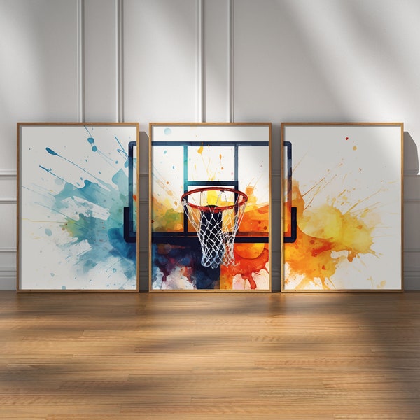 Basketball Print, Set of 3 Basketball Posters, Digital Download, Gift For Boys, Boys Bedroom Decor, Teen Room Print, Basketball Gifts