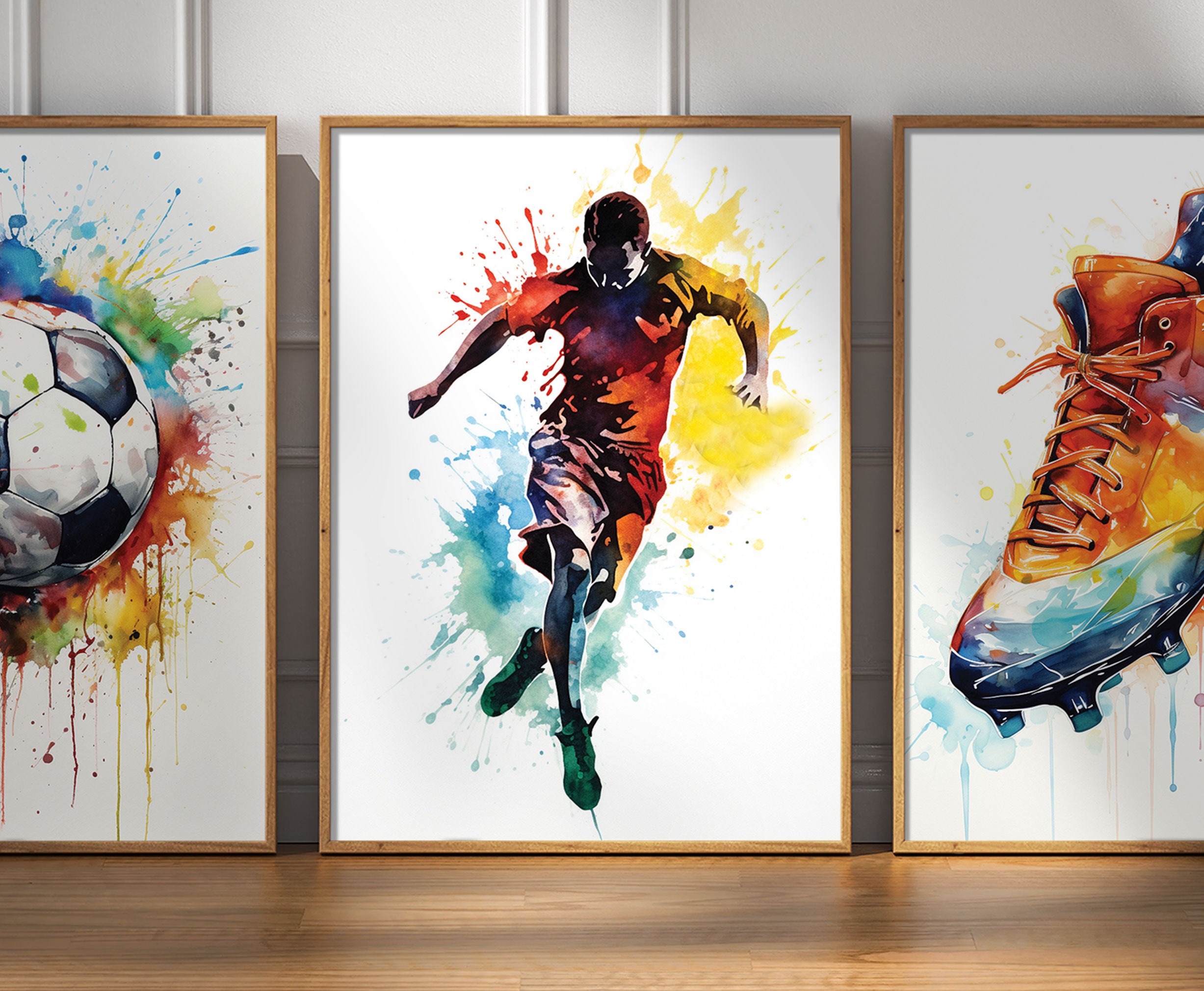 Set van 3 voetbal kunstprints aan de muur, voetbal prints, jongens  slaapkamer decor, cadeau voor jongens, kleurrijke voetbal prints, voetbal  posters, voetbal kunst - Etsy België, image size:2454x2020