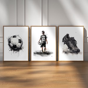 Druckbarer Fußball-Wandkunstdruck, individuelles Fußball-Poster, Jungen-Schlafzimmer-Dekor, Teenager-Zimmer-Dekor, abstrakte Fußball-Geschenke, Fußball-Trikot, Fußball-Geschenk
