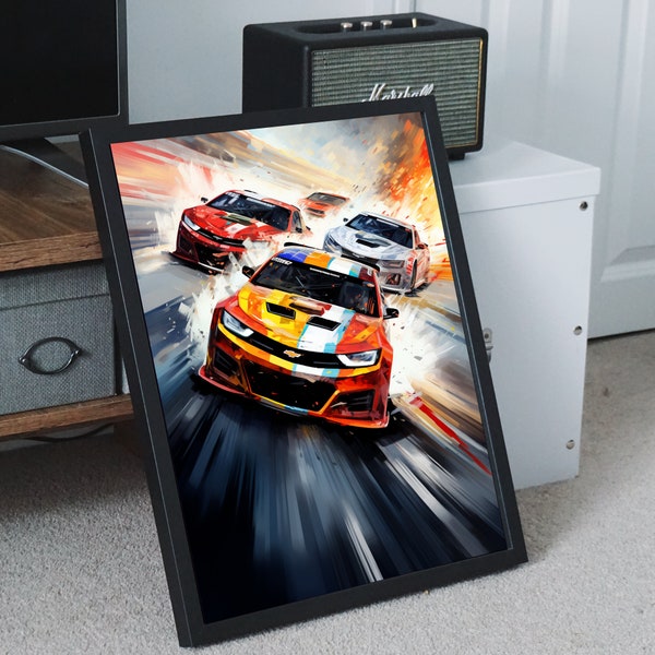 Racing Print, A4 A3 Nascar Racer Wall Art, Digital Download, Boys Bedroom Art, Racing Decor, Nascar Wall Art, Racer Gifts, Sport Art