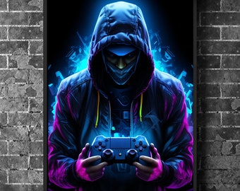Gaming Gamer Poster, Printable Video Game Wall Art, Digital Video Game Art, Game Room Decor, Gamer Gift, Downloadable Gaming Art, Boys Room