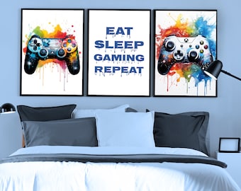 Set of 3 Gaming Prints Games Poster Gaming Room Decor, Gaming Wall Art, Gaming Gift, Boys Bedroom Decor, A4 Digital Art, Gamer Decor Prints