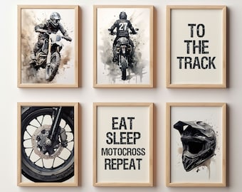 Impressions personnalisées de motocross, ensemble d’affiches de motocross, art mural de motocross, cadeau de passionné de motocross, cadeau pour fils de garçons, impression de chambre de garçons