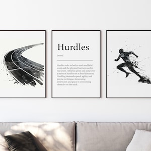 Leichtathletik Wandkunst Set, 3-er Set Läufer Poster, Laufkunst, Dekoration Dekor, Laufsport Poster Geschenke, Läufer Geschenk, Sportdrucke