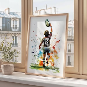 Rugby Print Digital, Boys Bedroom Print, Personalised Rugby Print, Rugby Wall Art, Custom Rugby Poster, Boys Wall Art, Rugby Art, Son Gift