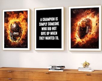 NFL Football Prints A3 Set of 3 Football Soccer Printable Art, Football Posters, Sport Art Prints For Boys Bedroom, Boy Room Decor DIGITAL