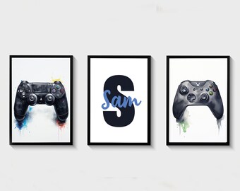 Gaming Print, Gamer Gift, Set of 3 Gaming Prints, Personalised Gaming Wall Art, Boys Bedroom Decor, Games Room Wall Art, Gift For Boys Men