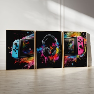 Video Game Print, Gaming Prints, Gaming Poster, Gaming Wall Art Set, Gaming Room Decor, Gamer Gift, Games Room Art, Boys Bedroom Decor
