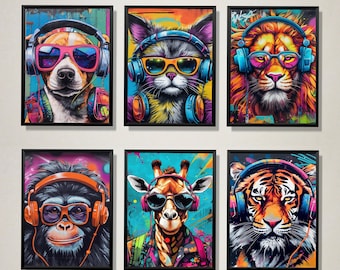 Set of 6 gaming prints, gaming prints, gamer prints, gamer decor, graffiti wall art, teen room prints, gaming decor, brother, gaming poster