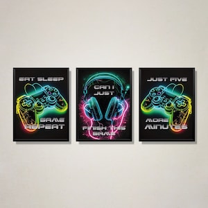 Gaming Wall Poster Set of 3 | DIGITAL DOWNLOAD | Gamer Wall Art | Video Game Poster Decor | Gaming Poster | Gift for Gamers Son Brother