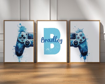 Gaming Prints, Gamer Gift Set of 3, Gaming Prints Personalised, Games Room Wall Art, Boys Bedroom Decor, Contemporary Prints, Games Room Art
