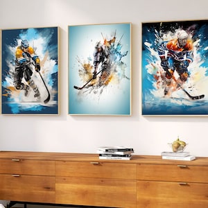 Ice Hockey Wall Art - Teen Boys Room Decor - Set of 3 Printable Sport Art - Ice Hockey Digital Prints For Download - Hockey Player Decor