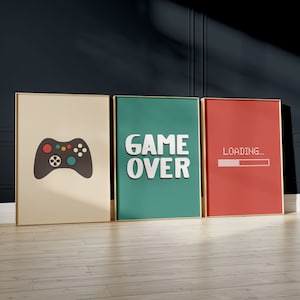Retro Gaming Prints, Gaming Poster, Gaming Wall Art Set of 3, Gaming Room Decor, Gamer Gift, Games Room Art,Boys Bedroom Decor, Video Game