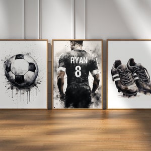 Personalised Football Wall Art Prints, Football Poster, Boys Bedroom Decor, Teen Room Print, Football Wall Art, Football Prints, Son Gift