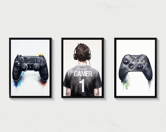 Gaming Prints, Gamer Poster, Games Room Wall Art, Gamer Gift, Boys Bedroom Decor, Games Room Decor, Gaming Poster Set, Video Game Print