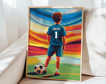 Art mural football, cadeau pour garçon, impression football personnalisée, cadeau football, chambre garçon, décoration football, impression personnalisée, maillot de football