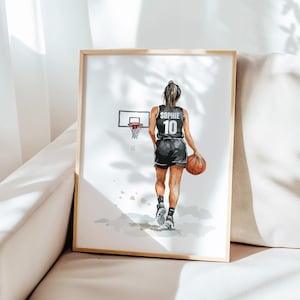 Personalized Basketball Print For Girls Female Basketball Poster Basketball Print Gift For Girls Basketball Player Gifts Girls Bedroom Print