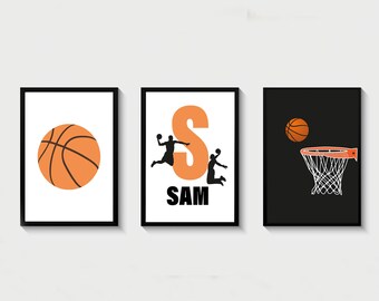 Art mural de basket-ball personnalisé, impressions de basket-ball, affiche de basket-ball, décoration de chambre d'enfant sport, décoration de chambre de garçons, chambre d'enfants, décoration de basket-ball
