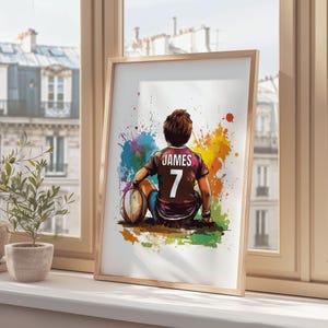 Rugby Poster, Boys Bedroom Print, Personalised Rugby Print, Rugby Wall Art, Digital Rugby Poster, Boys Wall Art, Rugby Art, Son Gift