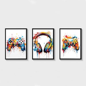 Set of 3 Gaming Prints, Gaming Poster, Gaming Wall Art, Gaming Room Decor, Gamer Gift, Games Room Art,Boys Bedroom Decor, Video Game Print