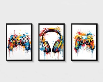 Set of 3 Gaming Prints, Gaming Poster, Gaming Wall Art, Gaming Room Decor, Gamer Gift, Games Room Art,Boys Bedroom Decor, Video Game Print
