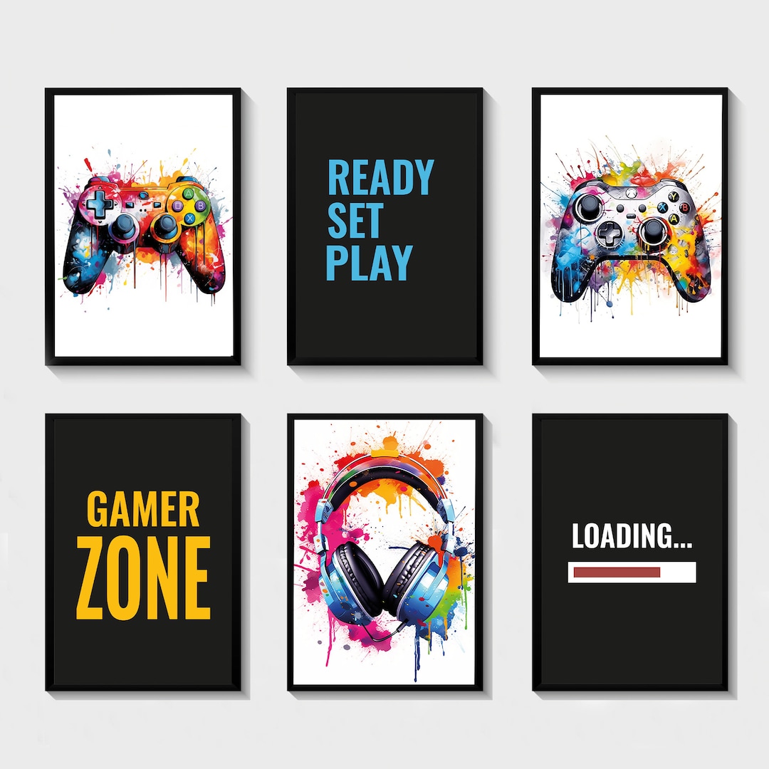 Set of 6 Gaming Prints Gaming Decor Gamer Wall Art Teen Room Prints
