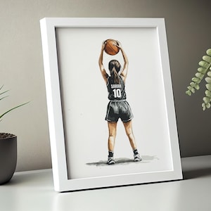 Personalised Basketball Wall Art, Basketball Poster, Girls Bedroom Decor, Basketball Decor For Girls, Basketball Player Gift, Digital Art