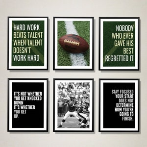 Football NFL Print Set of 6, Soccer Printable Art, Football Posters A3 A4, Teen Room Decor, Sports Wall Prints, Motivational Football Art