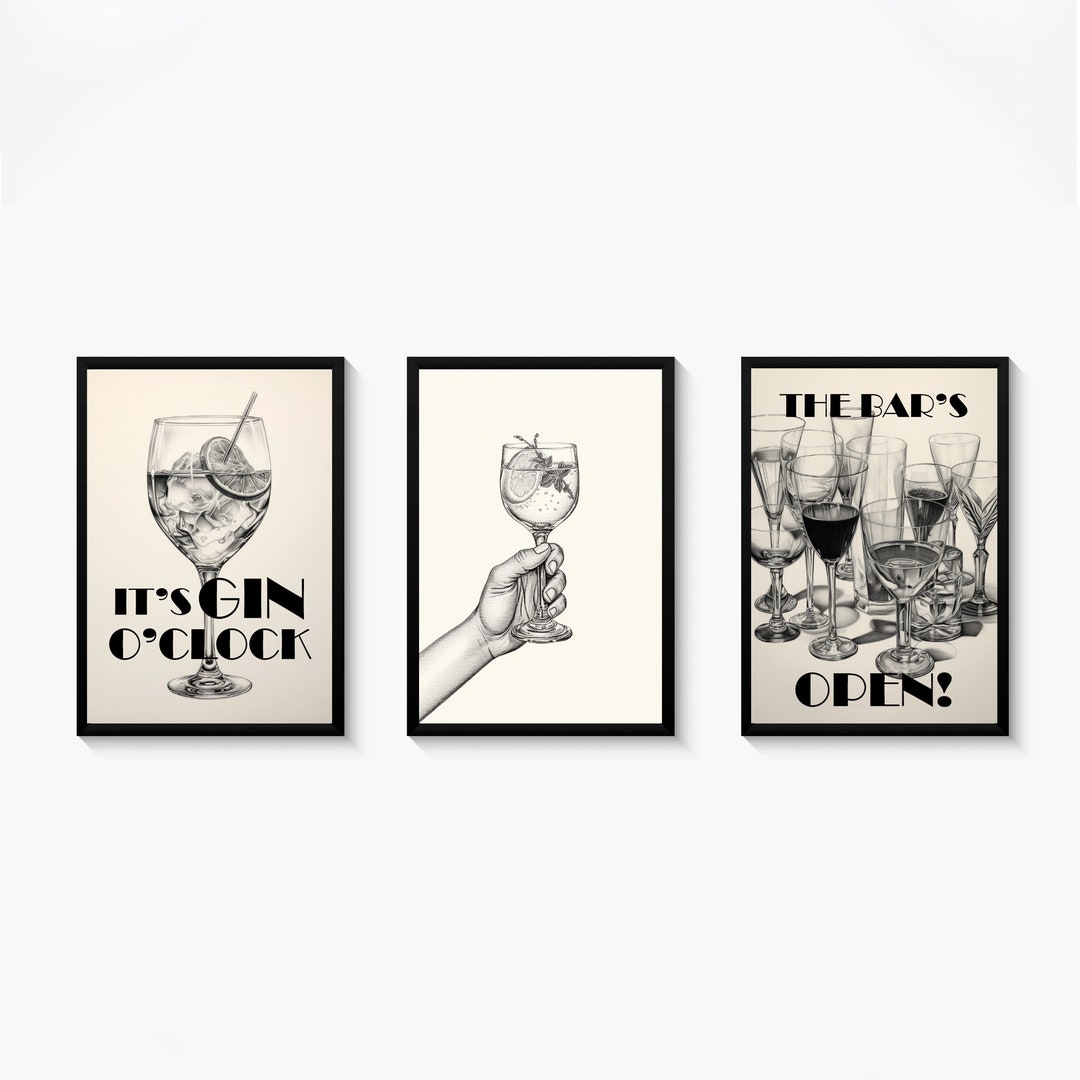 Bar Print Art Deco Bar Prints Retro Bar Prints Bar Cart Etsy